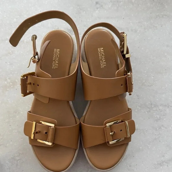 Michael Kors Brown Buckle Sandals - Picture 1 of 6